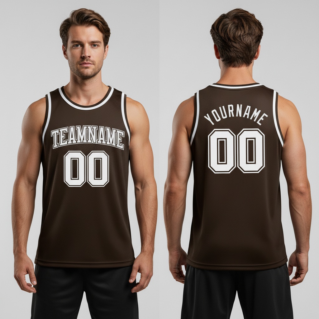 Custom Brown Basketball White Jersey, Basketball Uniform Designs