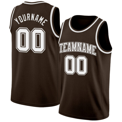 Custom Brown Basketball White Jersey, Basketball Uniform Designs