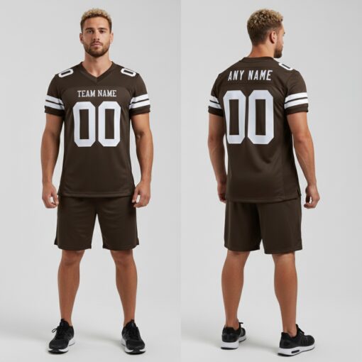 Custom Brown Football White Jersey, Personalized Football Jersey
