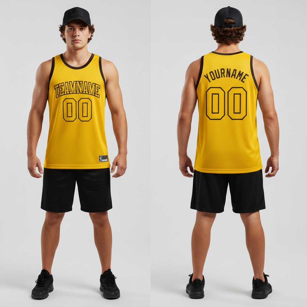 Custom Brown Gold Basketball Gold Jersey, Cheap Custom Basketball Jersey