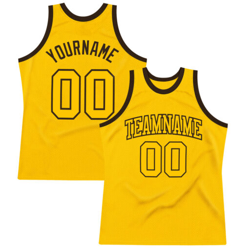 Custom Brown Gold Basketball Gold Jersey, Cheap Custom Basketball Jersey