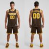 Custom Brown Pinstripe Basketball Gold Jersey, Design Basketball Uniforms