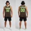 Custom Brown Pinstripe Basketball Neon Green Jersey, Personalized Basketball Jersey