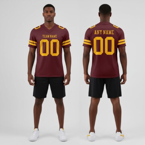 Custom Burgundy City Football Gold Jersey, Unique Football Jersey Designs