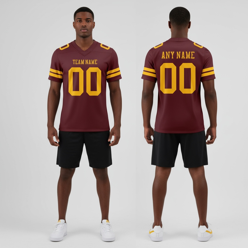 Custom Burgundy City Football Gold Jersey, Unique Football Jersey Designs