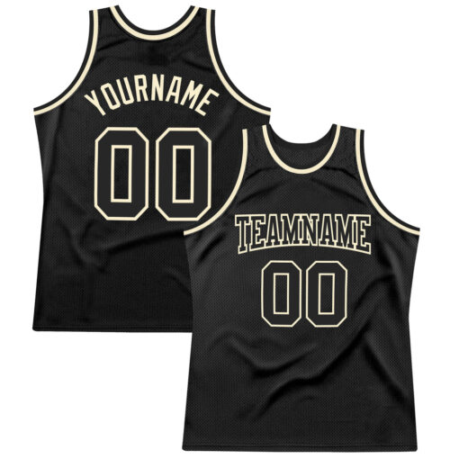 Custom Cream Black Basketball Black Jersey, Custom Team Basketball Jerseys