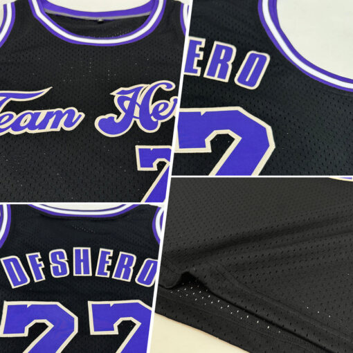 Custom Cream Black Basketball Purple Jersey, Custom Team Basketball Uniforms