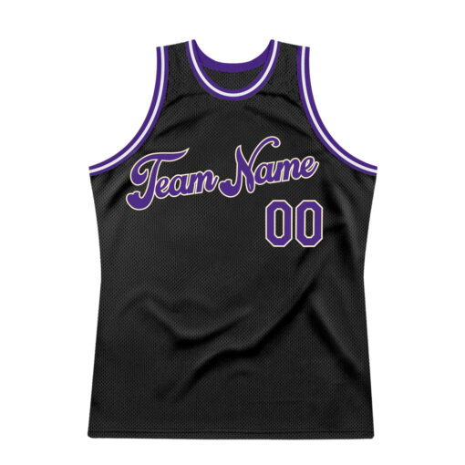 Custom Cream Black Basketball Purple Jersey, Custom Team Basketball Uniforms