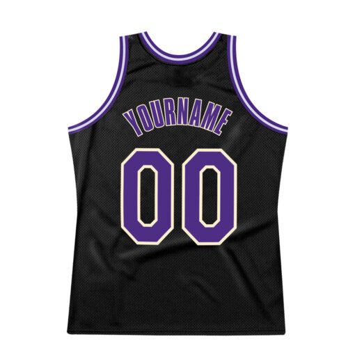 Custom Cream Black Basketball Purple Jersey, Custom Team Basketball Uniforms