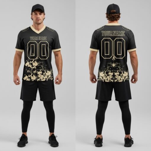 Custom Cream Black Football Jersey, Football Jersey Design