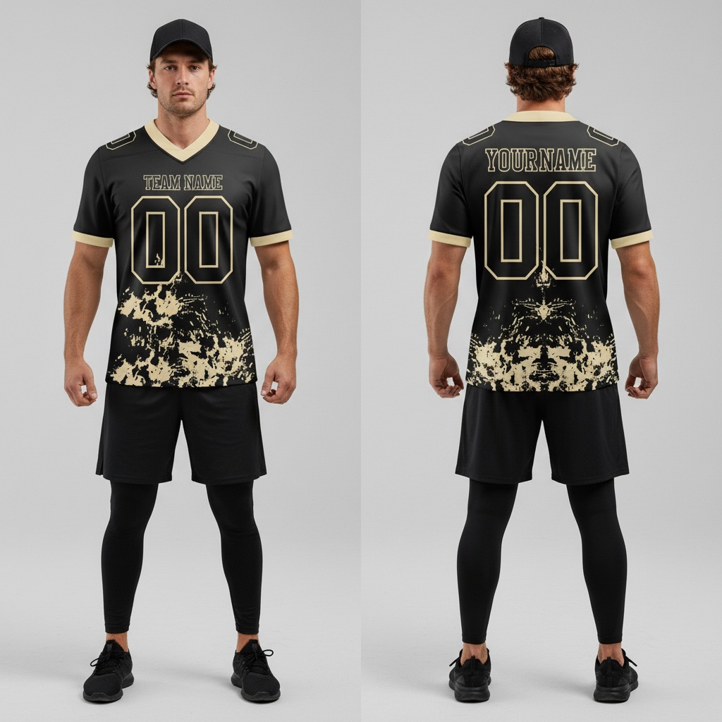 Custom Cream Black Football Jersey, Football Jersey Design