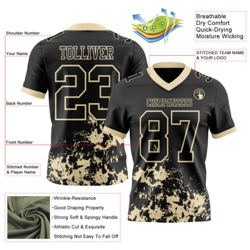Custom Cream Black Football Jersey, Football Jersey Design