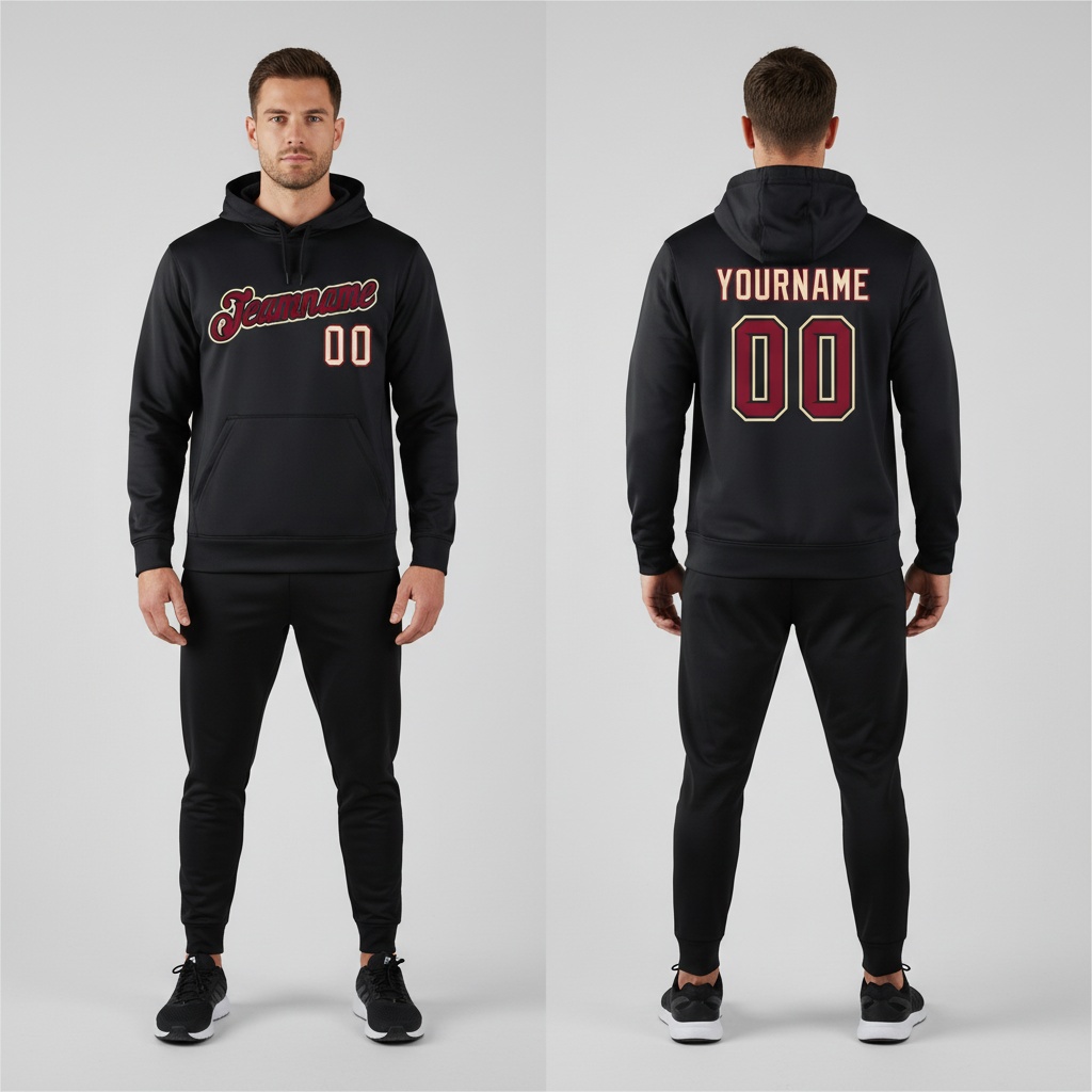 Custom Cream Black Hoodie, Custom Hoodies