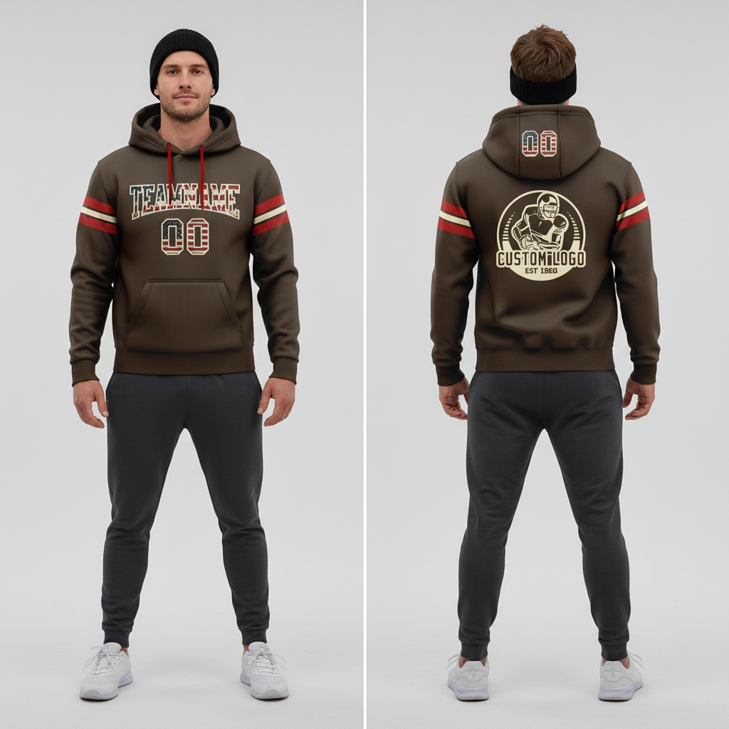Custom Cream Brown Vintage Usa Flag Hoodies, Design A Custom Hoodie