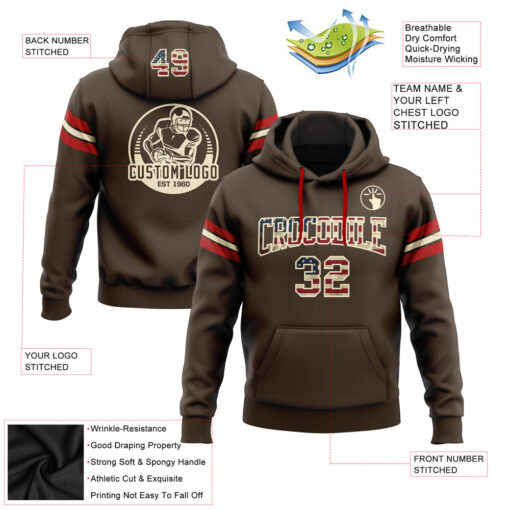 Custom Cream Brown Vintage Usa Flag Hoodies, Design A Custom Hoodie