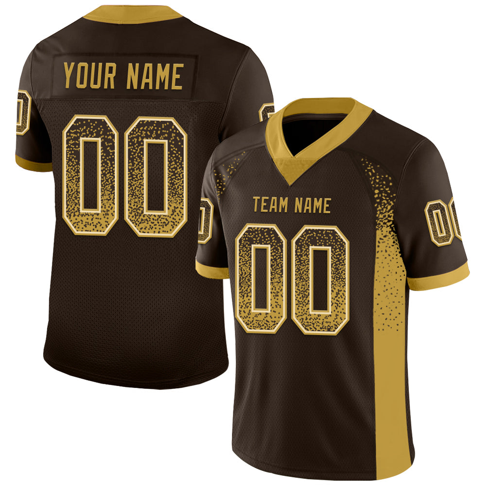 Custom Cream Navy Football Old Gold Jersey, Personalize Your Own Football Jersey