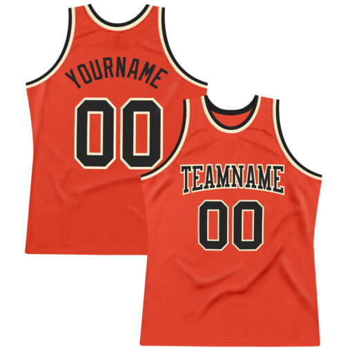 Custom Cream Orange Basketball Black Jersey, Design A Basketball Jersey