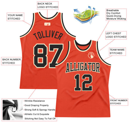 Custom Cream Orange Basketball Black Jersey, Design A Basketball Jersey