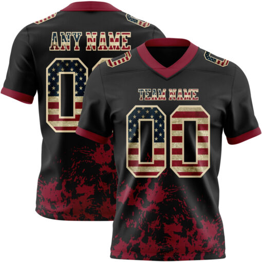 Custom Crimson Black Football Jersey, Custom Football Uniforms