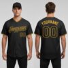 Custom Gold Black Baseball Black Jersey, Custom Baseball Jerseys