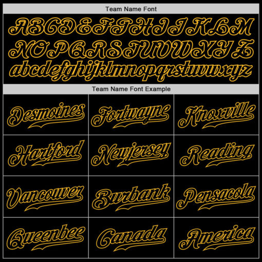 Custom Gold Black Baseball Black Jersey, Custom Baseball Jerseys