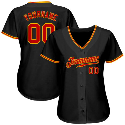 Custom Gold Black Baseball Red Jersey, Customize Baseball Jerseys