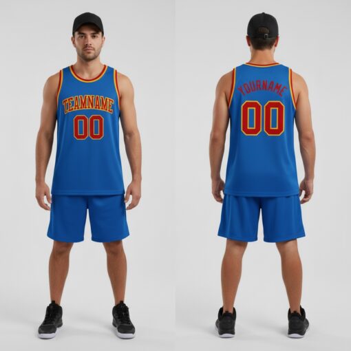 Custom Gold Blue Basketball Red Jersey, Customized Basketball Jerseys