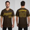 Custom Gold Brown Baseball Browm Jersey, Personalized Baseball Jerseys