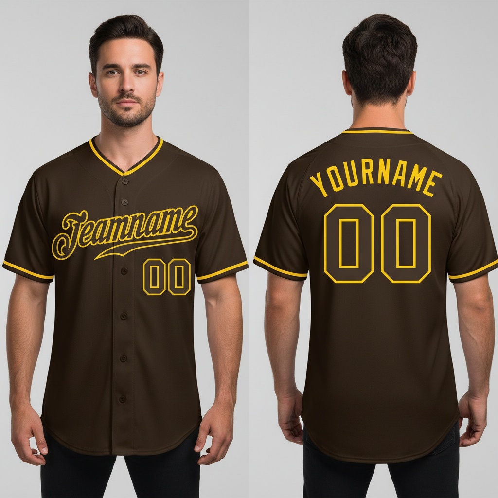 Custom Gold Brown Baseball Brown Jersey, Personalized Baseball Jerseys
