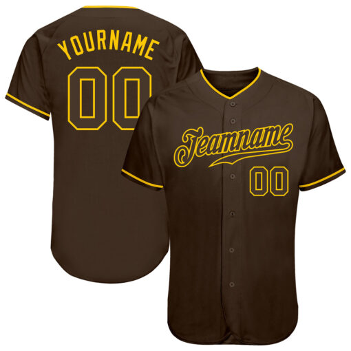 Custom Gold Brown Baseball Brown Jersey, Personalized Baseball Jerseys