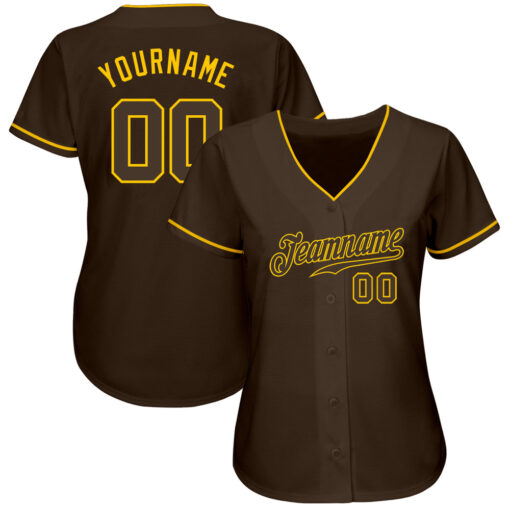 Custom Gold Brown Baseball Brown Jersey, Personalized Baseball Jerseys