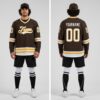 Custom Gold Brown Hockey White Jersey, Cheap Custom Hockey Jerseys