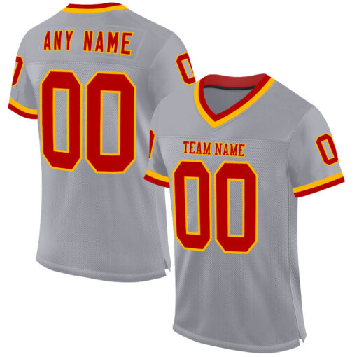 Custom Gold Gray Football Red Jersey, Basketball Uniform Designs