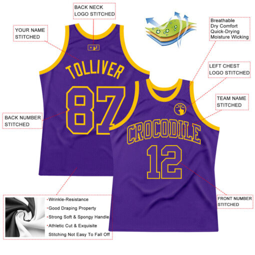 Custom Gold Purple Basketball Purple Jersey, Design Basketball Uniforms