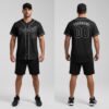 Custom Gray Black Baseball Black Jersey, Customized Baseball Jerseys