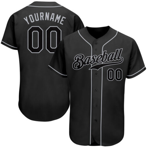 Custom Gray Black Baseball Black Jersey, Customized Baseball Jerseys