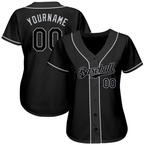 Custom Gray Black Baseball Black Jersey, Customized Baseball Jerseys