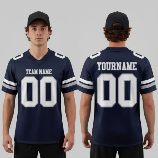 Custom Gray Navy City Football White Jersey, Design Your Own Football Jersey