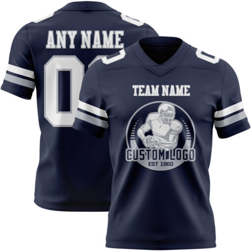 Custom Gray Navy City Football White Jersey, Design Your Own Football Jersey