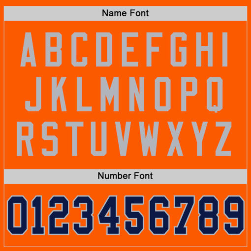 Custom Gray Orange Football Navy Jersey, Customize Football Uniforms