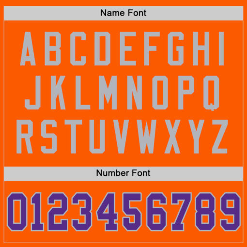 Custom Gray Orange Football Purple Jersey, Custom Football Team Uniforms