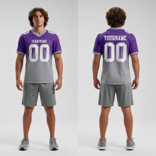 Custom Gray Purple City Football White Jersey, Design Custom Football Jerseys