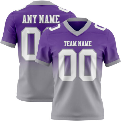 Custom Gray Purple City Football White Jersey, Design Custom Football Jerseys