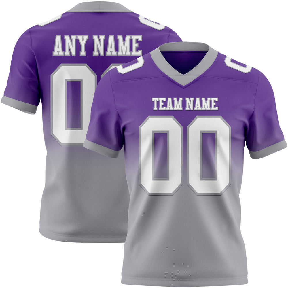 Custom Gray Purple City Football White Jersey, Design Custom Football Jerseys