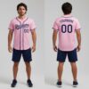 Custom Light Pink Pink Baseball Navy Jersey, Custom Baseball Jerseys