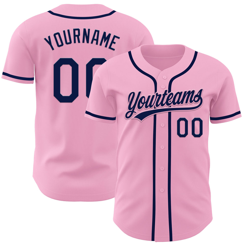 Custom Light Pink Pink Baseball Navy Jersey, Custom Baseball Jerseys
