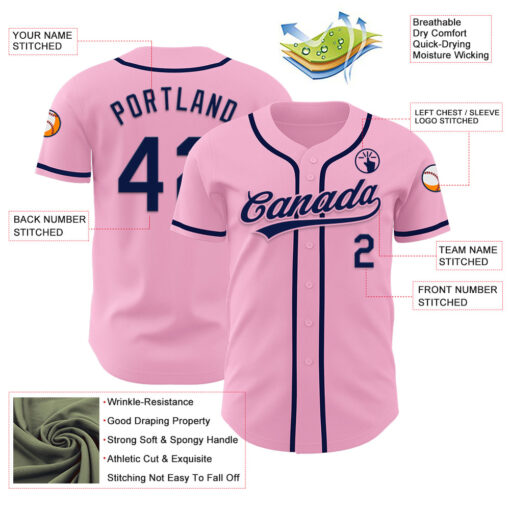 Custom Light Pink Pink Baseball Navy Jersey, Custom Baseball Jerseys