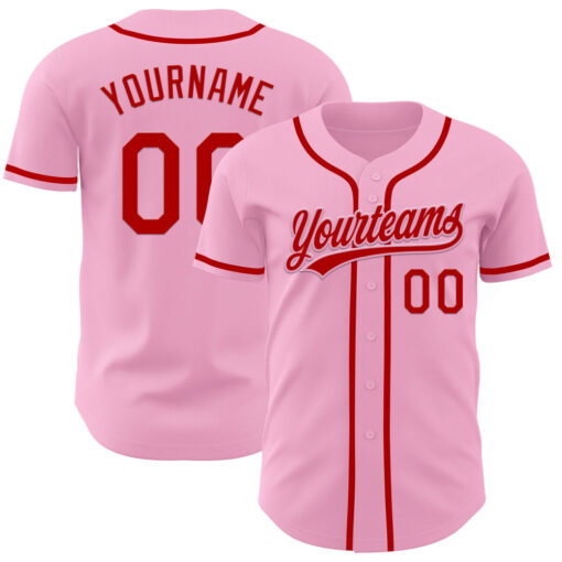 Custom Light Pink Pink Baseball Red Jersey, Customize Baseball Jerseys