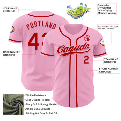 Custom Light Pink Pink Baseball Red Jersey, Customize Baseball Jerseys