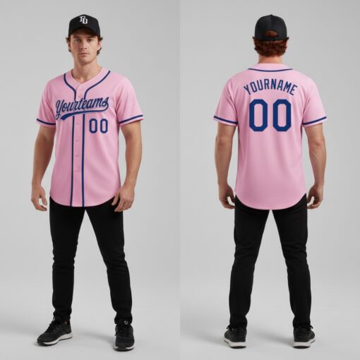 Custom Light Pink Pink Baseball Royal Jersey, Customized Baseball Jerseys